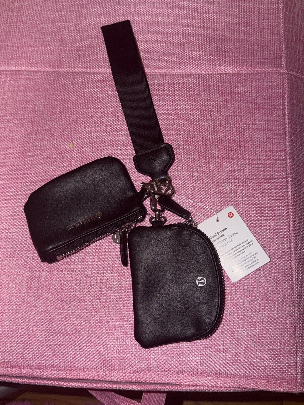 lululemon athletica Black dual leather pouch